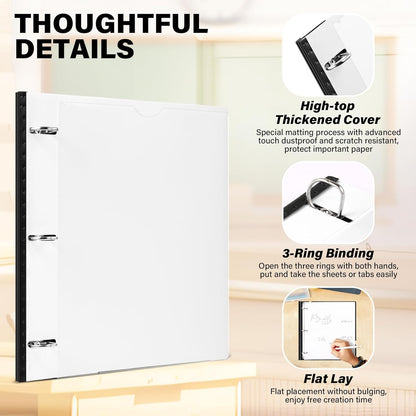 Telescoping 3 Ring Binder-4PCS, Flexible Binder with Elastic Rubble Spine+3 Round Rings, Flat Writing Binder, 4 Bright Colors