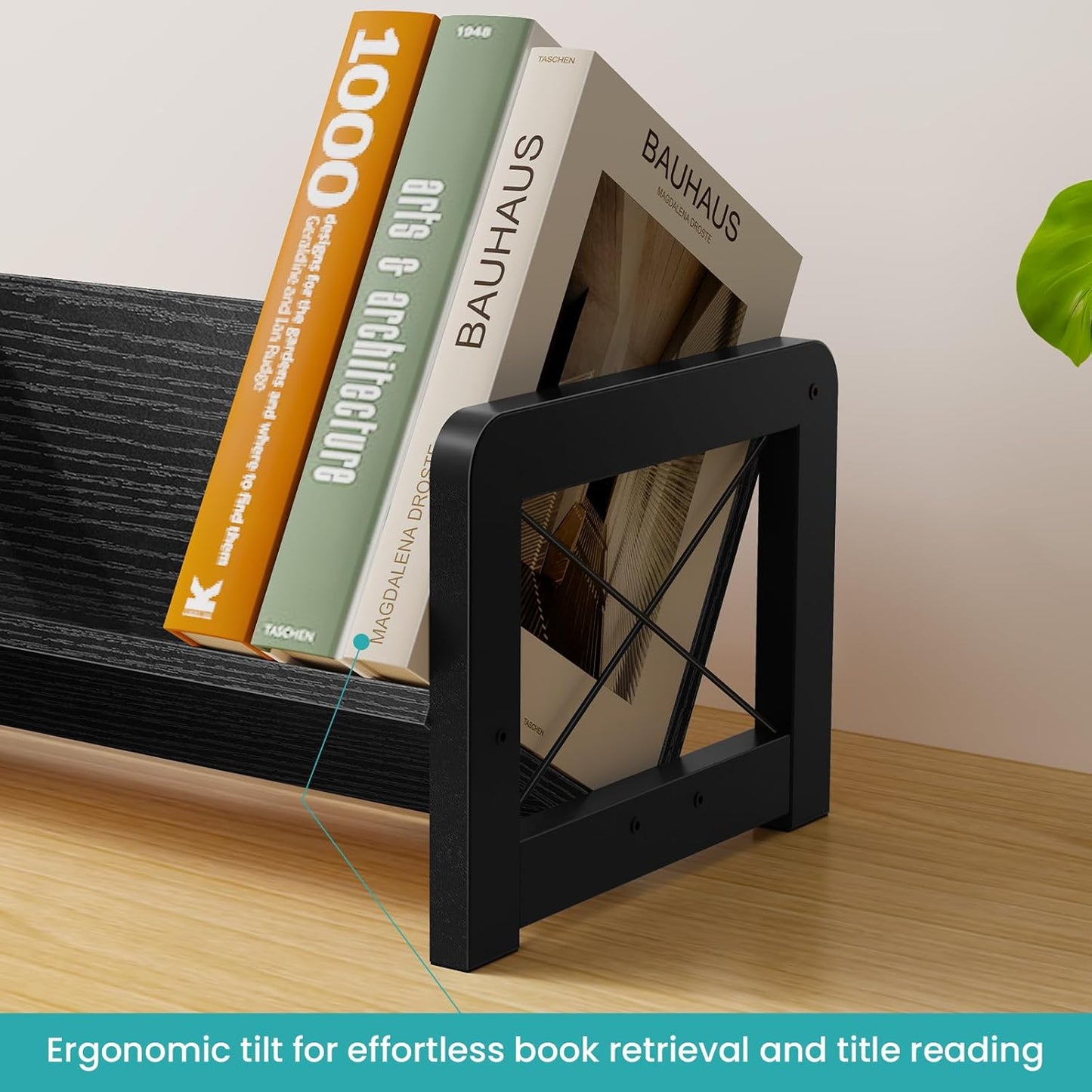 ELITEROO Desktop Bookshelf Organizer, Wood Slanted Desk Bookshelf, Small Tabletop Book Rack, Portable Mini Bookcase for Book Display, Cookbooks, Kids Reading, Office & Home Storage, Rustic Brown