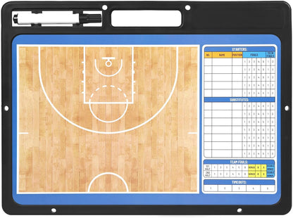 Dry Erase Basketball Clipboard for Coach, Premium Tactical Basketball Coaching Board, Double Sides Full & Half Court Dry Erase Board with Marker