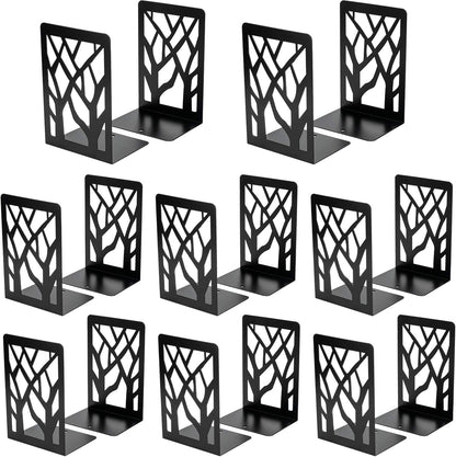 MaxGear Book Ends Tree Design Modern Bookends for Shelves, Non-Skid Book Holder, Heavy Duty Metal Book Storage for Books/CDs, Decorative Book Stopper for Home, 7 x 4.7 x 3.5”, Black,2 Pair/4 Pieces