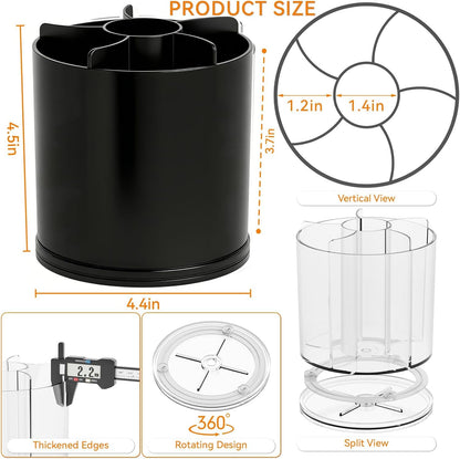 Yieach 360 Rotating Acrylic White Pen Holders and Pencil Cups for Desk,Small Cute Desk Organizers Accessories and Makeup Brush Holder,Spinning Pencil Caddy School Supplies Organizer for Teacher,1PCS
