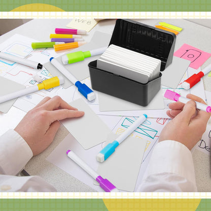 Harloon 100 Pcs Dry Erase Index Cards 3 x 5 Inch Laminated Reusable Dry Erase Note Cards Sheets for Office to Do List(White)