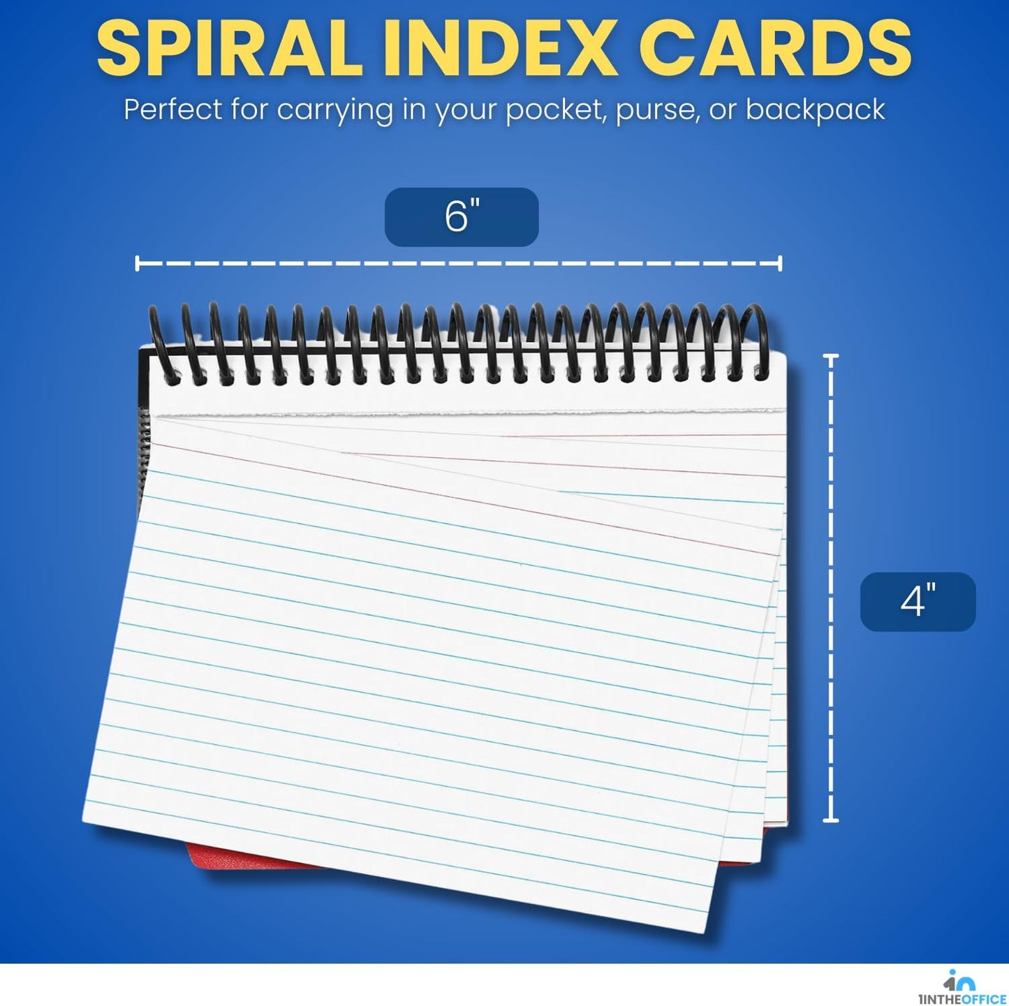 1InTheOffice Index Cards 4 x 6 Ruled, Spiral Bound, 120 White Cards/Spiral (2 PACK)