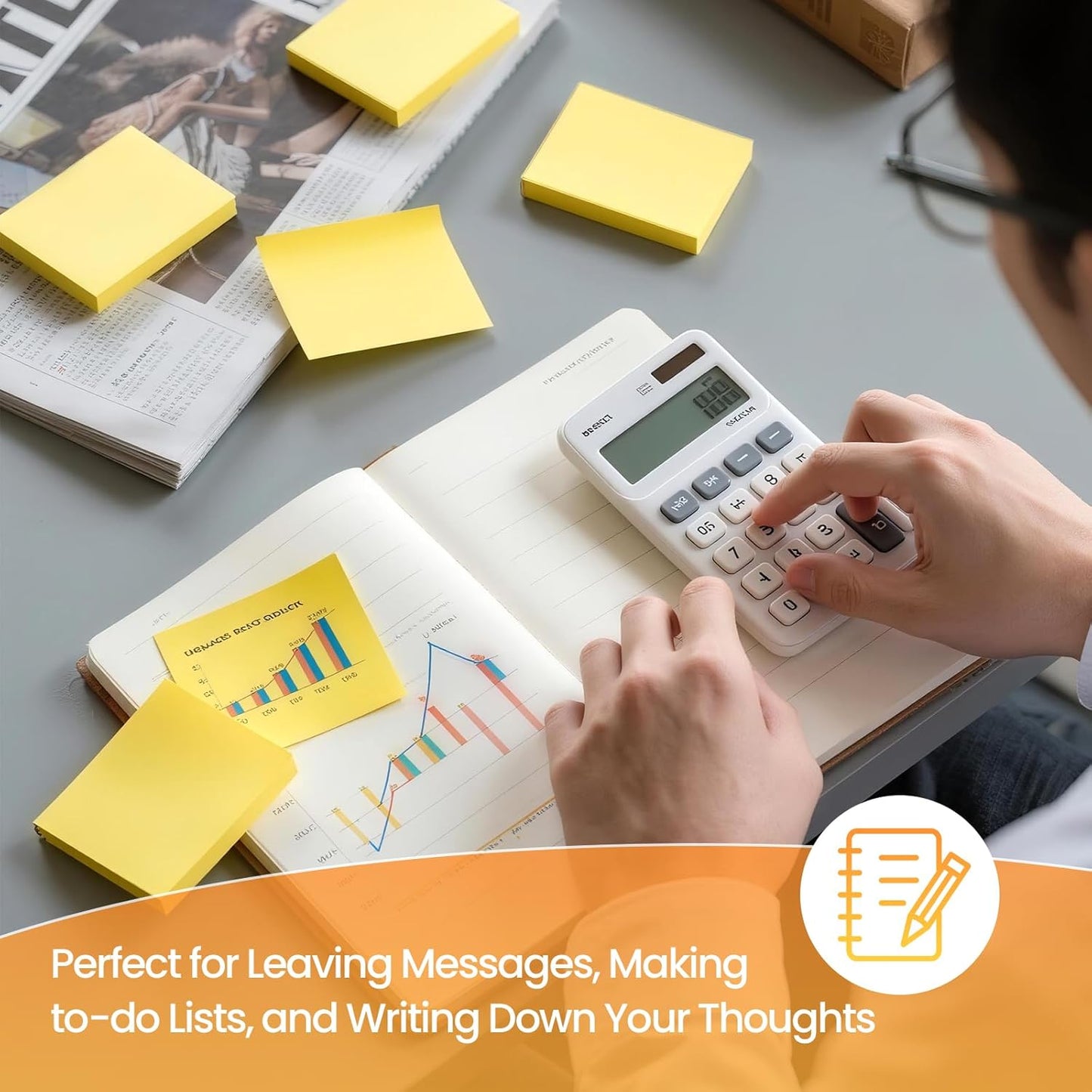 480 Sheets 3 in x 5 in Large Sticky Notes, 76 x 127 mm 6 Pads Assorted Self-Stick Pads for Notebook,Office,School and Home,80 Sheets/Pad (6 Pads Brillant)