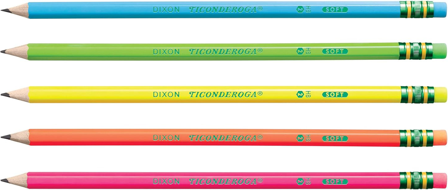 Ticonderoga Wooden Pencils, Pre-Sharpened, 2 HB Soft, Pastel Colors, 18 Count