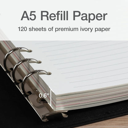 Oxford 6-Ring Professional Notebook, 7 x 9 Inch, Refillable Notebook, Writing Journal, Ivory Paper, 100 Sheets, Blush Pink Faux Leather Cover (90005)