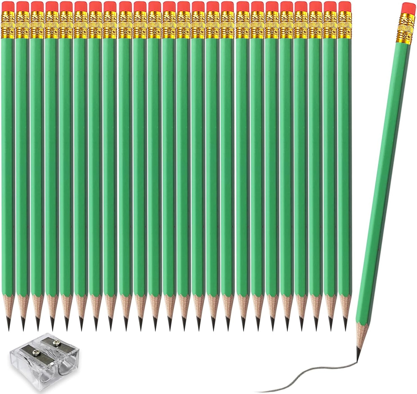 Adhere 25pcs Woodcase Pencils with Eraser Premium Pre-Sharpened Hexagon Graphite 2B pencils ideal for home, office writing including a Free Sharpener(Pink・25pcs)