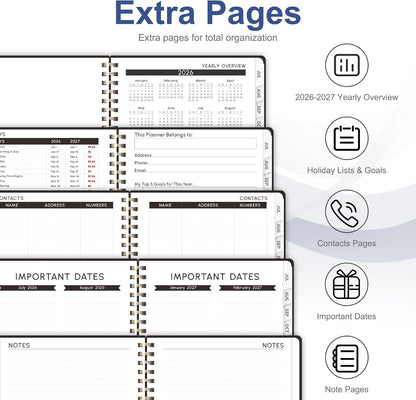 Planner 2026-2027, Weekly and Monthly Academic Year Calendar Planner, July 2026 - June 2027, Daily Agenda Book for Office School Supplies, A5(6.3'' x 8.5'')