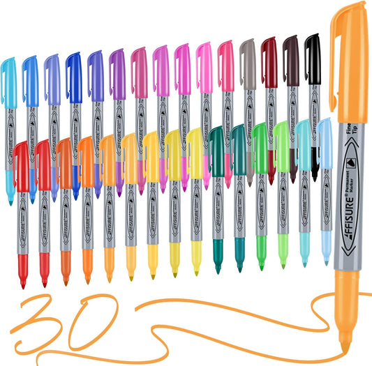 Permanent Markers, Ultra Fine Point, Black, 150 Count, 0.4mm, Fine tip permanent marker set, quick dry, waterproof, fading resists, durable, marks on paper, glass, ceramic, plastic, wood, rock, metal
