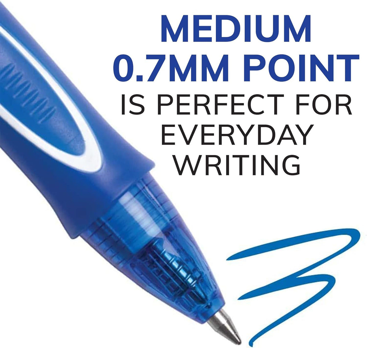 BIC Gelocity Quick Dry Blue Gel Pens, Medium Point (0.7mm), 12-Count Pack, Retractable Gel Pens with Comfortable Full Grip