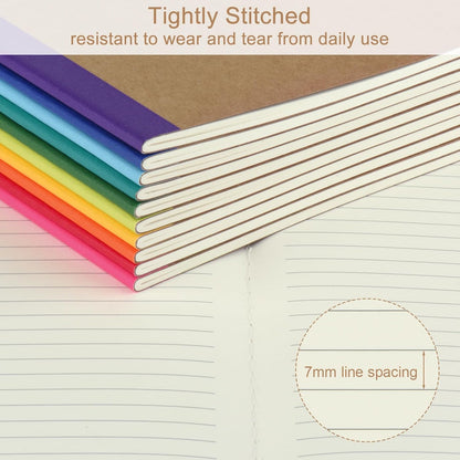 ZCZN Composition Notebooks Bulk, A5 Kraft Cover Lined Journals with Rainbow Spines for School, Business, Work and Daliy Use (24, 8 colors)