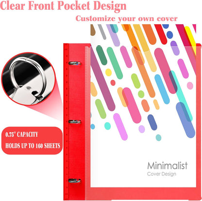 INFUN Telescoping 3 Ring Binder - 4PCS, Portable Plastic 3 Ring Binder with Telescoping Spine, Binders with Foldable Front Cover Holds 8.5"x11" Paper for School, Office, Homes