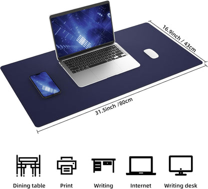 Large Desk Mat 47.2" x 17" Leather Desk Pad Protector with Natural Cork & PU Leather, Non-Slip Office Desk Mat, Large Mouse Pad, Waterproof Desk Blotter pad for Office&Home(Black)