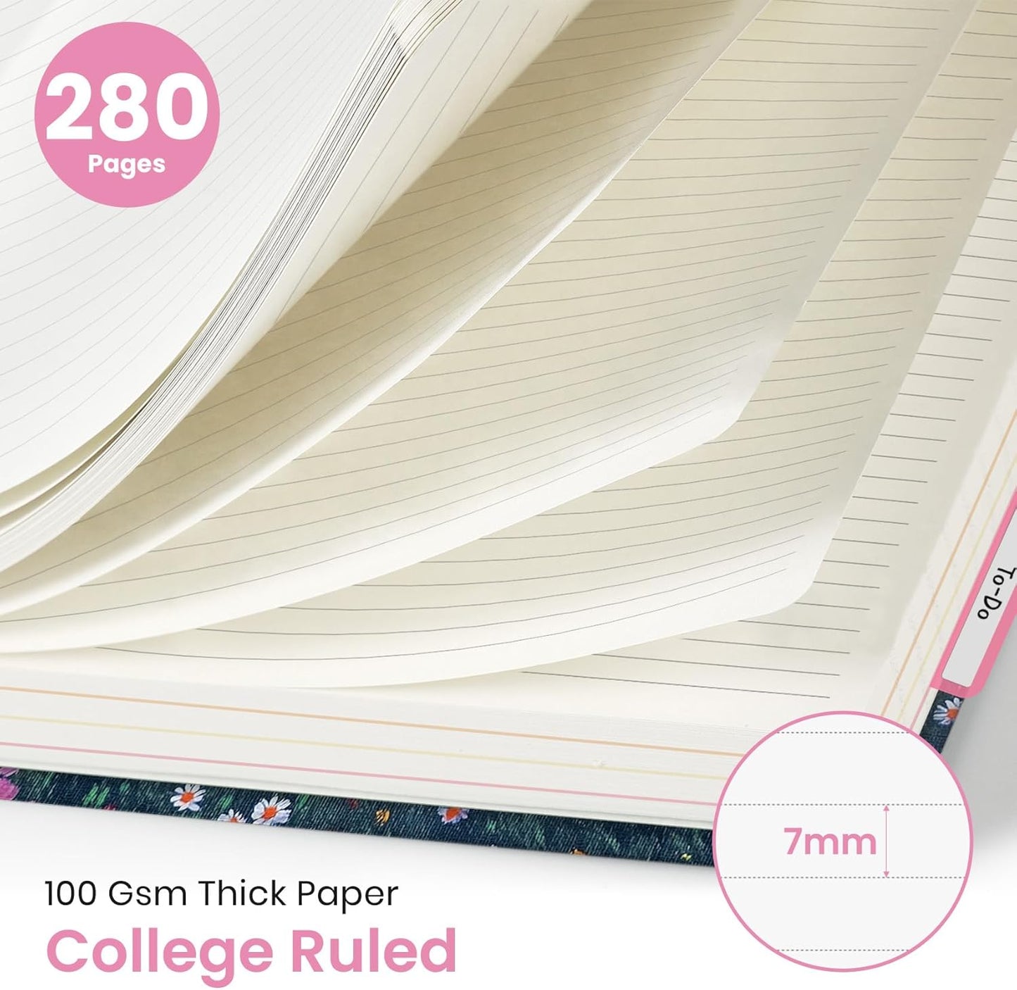 Large Spiral Notebook with Dividers & Tabs, 8.5" x 11" Hardcover 5 Subject Notebook for Work, 280 pages, College Ruled, Cute Journal for Women, Perfect for Study & Office Note Taking, Garden