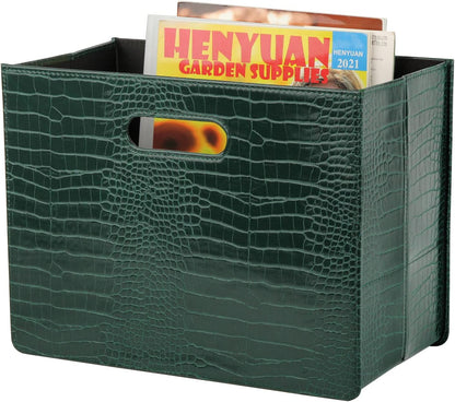 HofferRuffer Magazine Basket Holder, Foldable Magazine Rack, Document File Holder Organizer, File Folder, Newspaper Storage Bin Organizer for Home or Office (Brown)