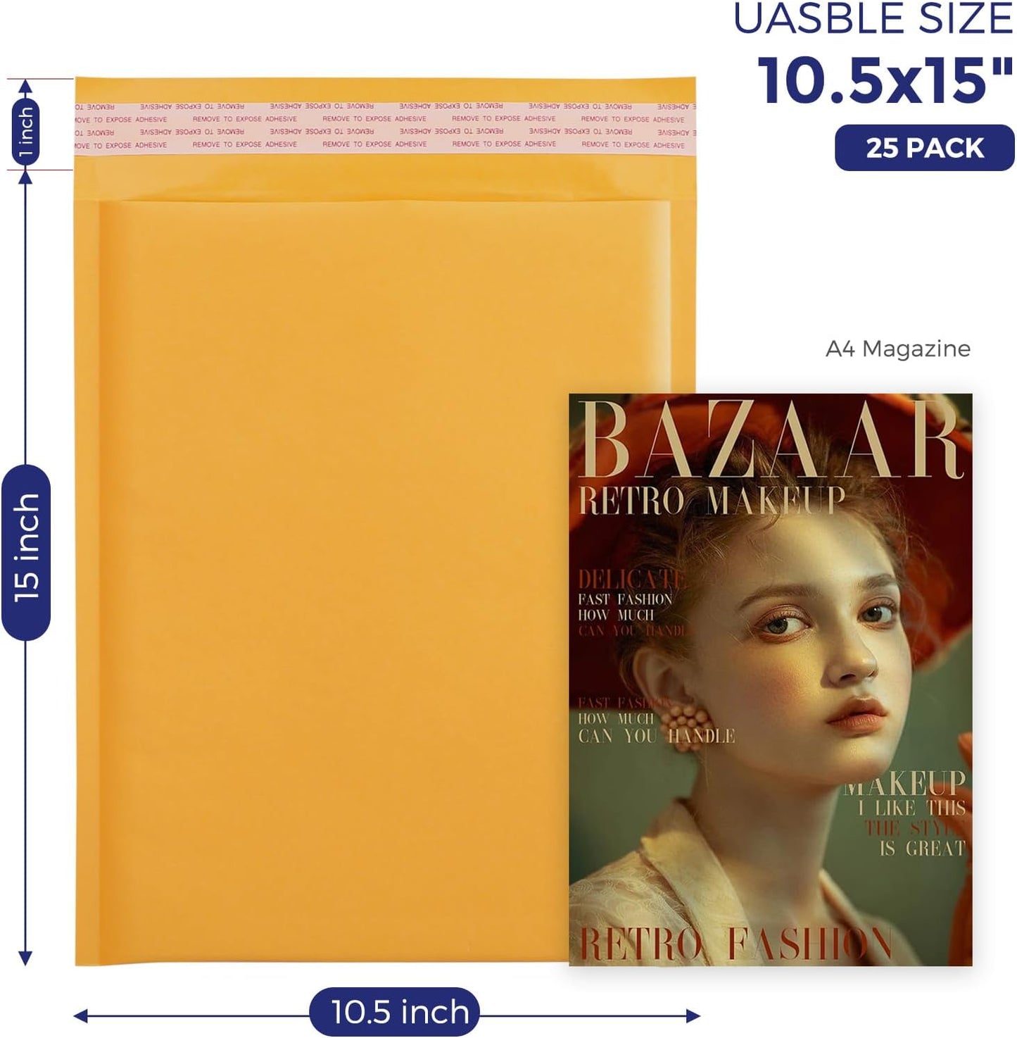 Fuxury Kraft Bubble Mailer 4x8” 50Pack Padded Envelopes Usable Size 4x7" Strong Adhesion Thick Bubble Envelopes Waterproof Cushioned Bubble Mailers Packaging for Small Business #000 Yellow