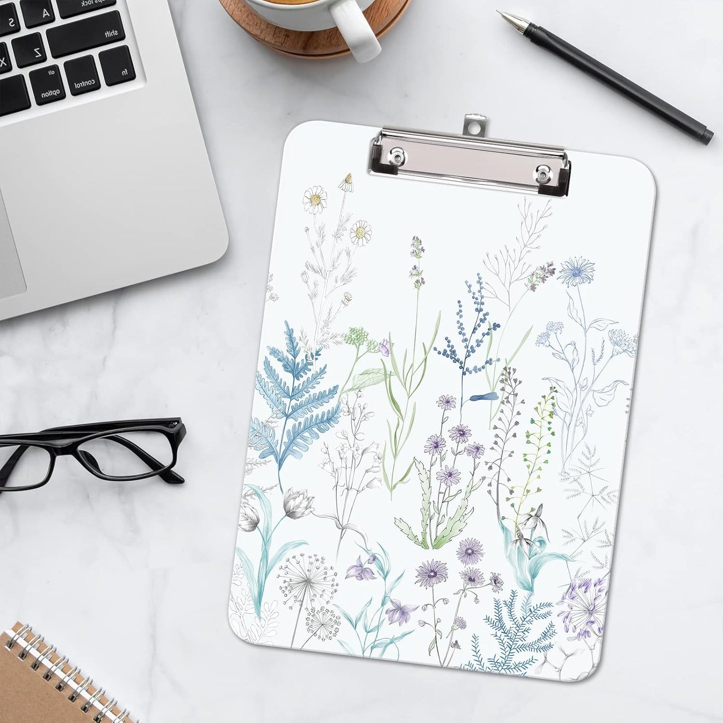 Hongri Plastic Cute Clipboard, Letter Size for Students, Teacher, Woman and Kids, Low Profile Clip, Decorative Pattern, Size 9 x 12.5 in, Dream Marble
