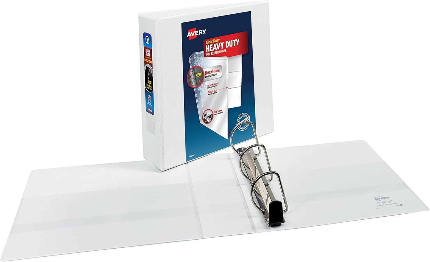 Avery Heavy-Duty View 3 Ring Binder, 2" One Touch Slant Rings, Holds 8.5" x 11" Paper, 1 White Binder (05504)