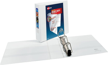 Avery Heavy-Duty View 3 Ring Binder, 2" One Touch Slant Rings, Holds 8.5" x 11" Paper, 1 White Binder (05504)