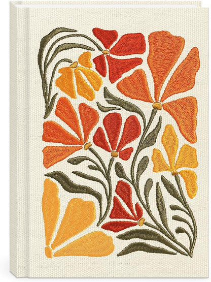 Lady Jayne Embroidered Canvas Hardcover Journal with 192 Lined Pages, 6” x 8.5” – Flower Market Poppy (83289)