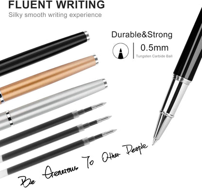 8 Pieces Replaceable Ballpoint Pen Refills Work for Most Brands Pens with Smooth Writing,Free-Flowing German Ink with Medium 0.5mm Ballpoint Tip(Black Refills and Length 4.4inch)