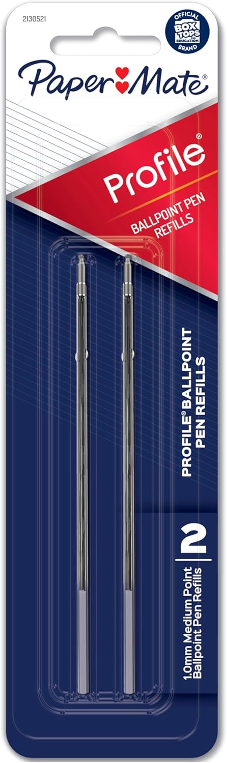 Paper Mate Profile Pen Refills, Pen Ink for Ballpoint Pens, 1.0 mm, Black,