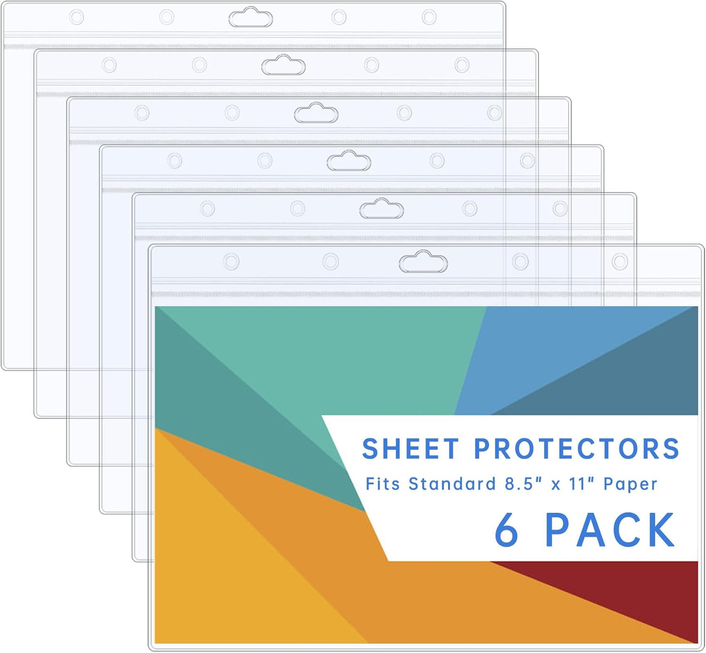 AKONEGE 6PCS Hard Sheet Protectors 8.5" x 11" Waterproof Resealable Zip Paper Page Protectors Clear Rigid Plastic Sleeves for Photos Certificate, Heavy Duty Document Holder Wall Sign Holder, Vertical