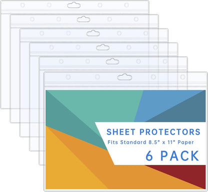 AKONEGE 6PCS Hard Sheet Protectors 8.5" x 11" Waterproof Resealable Zip Paper Page Protectors Clear Rigid Plastic Sleeves for Photos Certificate, Heavy Duty Document Holder Wall Sign Holder, Vertical