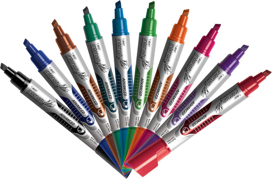 BIC Intensity Advanced Colorful Dry Erase Markers, Chisel Tip, 12-Count Pack of Assorted Colors, Whiteboard Markers for Teachers and Office Supplies