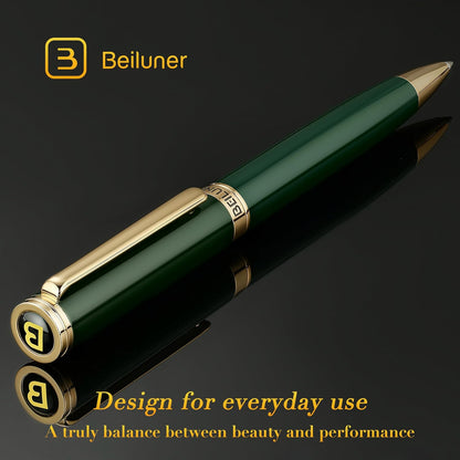 BEILUNER Luxury Gel Pen with 24K Gold Finish, Black Piano Lacquer, Luxury Grade Craftsmanship, Best Pen Gift Set for Men and Women, Professional, Executive, Office, Retractable Nice Pens