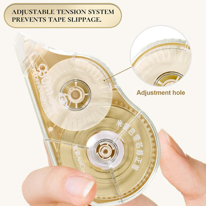 100 Feet Long Cream Correction Tape, Smooth Glide, No Residue, Quick Dry Beige Correction Tape, Perfect for School, Office Supplies, Crafting, Note Taking, Journaling (2 Pack)