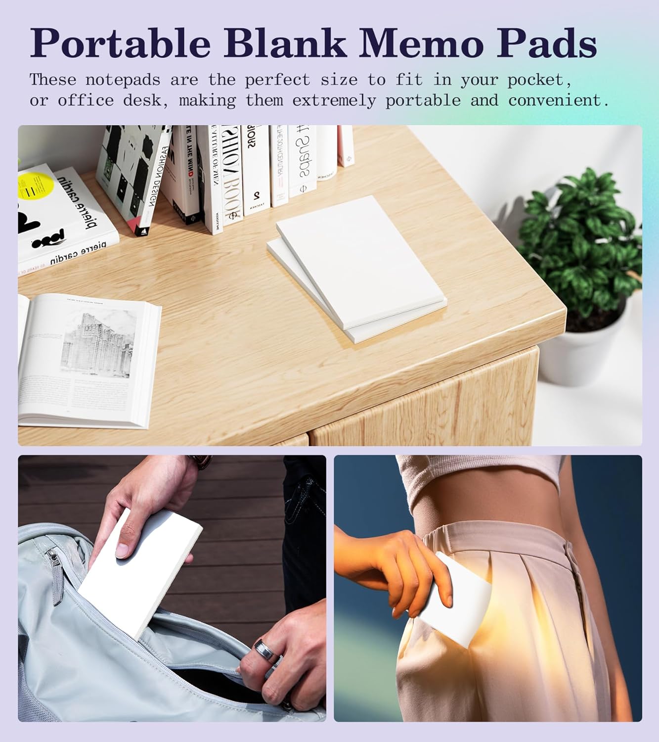 Notepads 3x5, 6 Pack Small Note Pads, Server Note Pad, Scratch Pads 3x5, Memo Pads White Paper, 50 Sheets per Blank Note pads 3''x5'', Small Writing Pads Pocket Notepads for Office School Home Supplies
