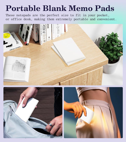 Notepads 3x5, 6 Pack Small Note Pads, Server Note Pad, Scratch Pads 3x5, Memo Pads White Paper, 50 Sheets per Blank Note pads 3''x5'', Small Writing Pads Pocket Notepads for Office School Home Supplies