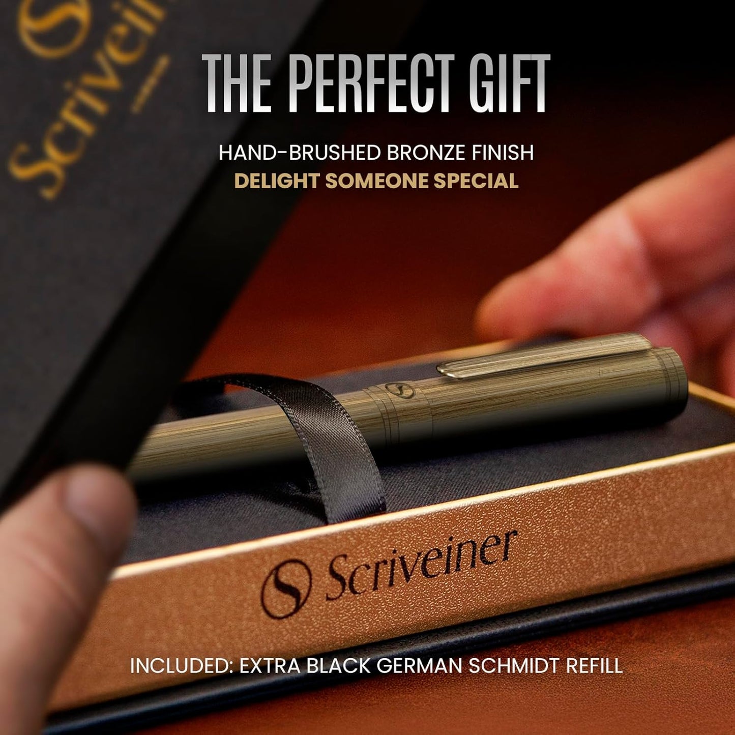 Scriveiner Midnight Blue Rollerball Pen - Stunning Blue Lacquer Luxury Pen, Chrome Finish, Schmidt Ink Refills, Men & Women, Professional, Executive Office, Nice Pen