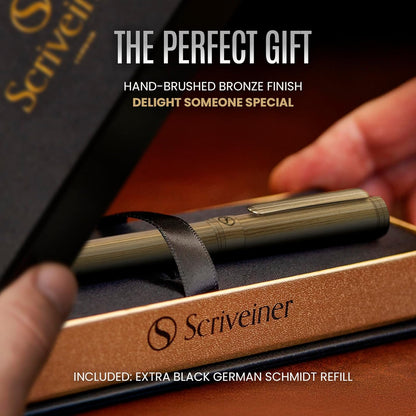 Scriveiner Midnight Blue Rollerball Pen - Stunning Blue Lacquer Luxury Pen, Chrome Finish, Schmidt Ink Refills, Men & Women, Professional, Executive Office, Nice Pen