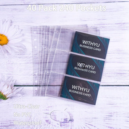 40 Pack 80 Pockets Budget Sheet Protector Sleeves for A6 6 Ring Binder, Ultra-Clear Cash Binder Sleeves, Double-Sided, Top Loading Sheet Protector for Budget Sheet, Currency Collection,3.5x5 Photos