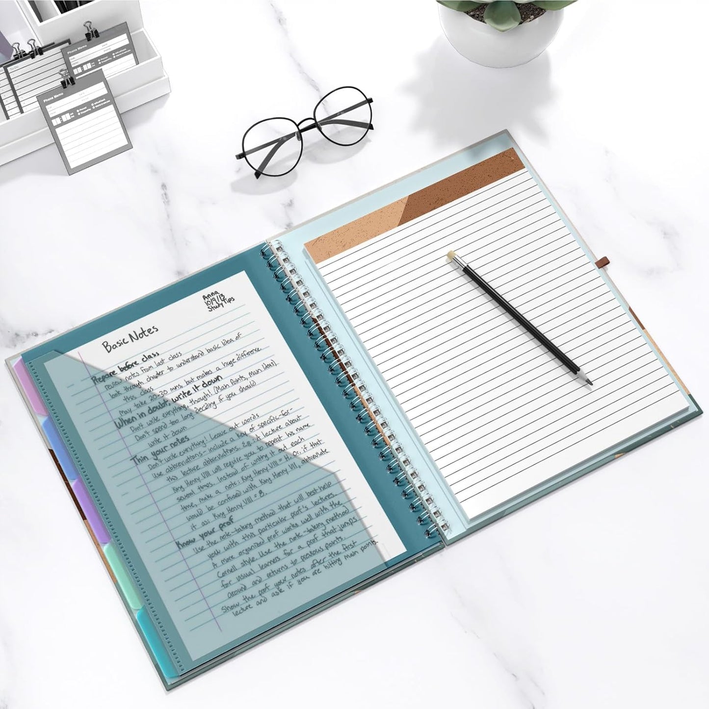 Hongri Clipboard Folio with Refillable Lined Notepad, 8.5 x 11 Folders with Storage 10 Pockets, Spiral Portfolio, Size 12.8X 9.7 in, Office & School Supplies, Skeleton
