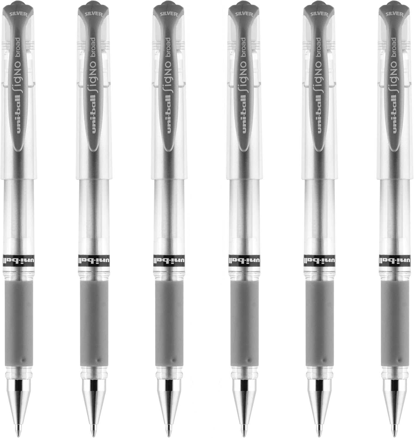 uniball Signo Gel Impact Pens, Bold Point (1.0mm), Metallic Pink Ink, 6 Pens