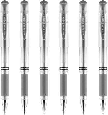 uniball Signo Gel Impact Pens, Bold Point (1.0mm), Metallic Pink Ink, 6 Pens