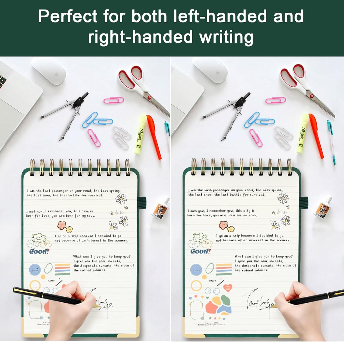 A5 Top Spiral Notebook, Large Leather Hardcover Top Bound Steno Pads, 240 Pages 100 gsm Thick Lined Paper Left Handed Notebook Journal for Work, School, Meeting Writing - Brown, 5.9" x 8.5"