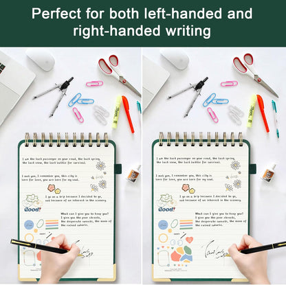 A5 Top Spiral Notebook, Large Leather Hardcover Top Bound Steno Pads, 240 Pages 100 gsm Thick Lined Paper Left Handed Notebook Journal for Work, School, Meeting Writing - Brown, 5.9" x 8.5"