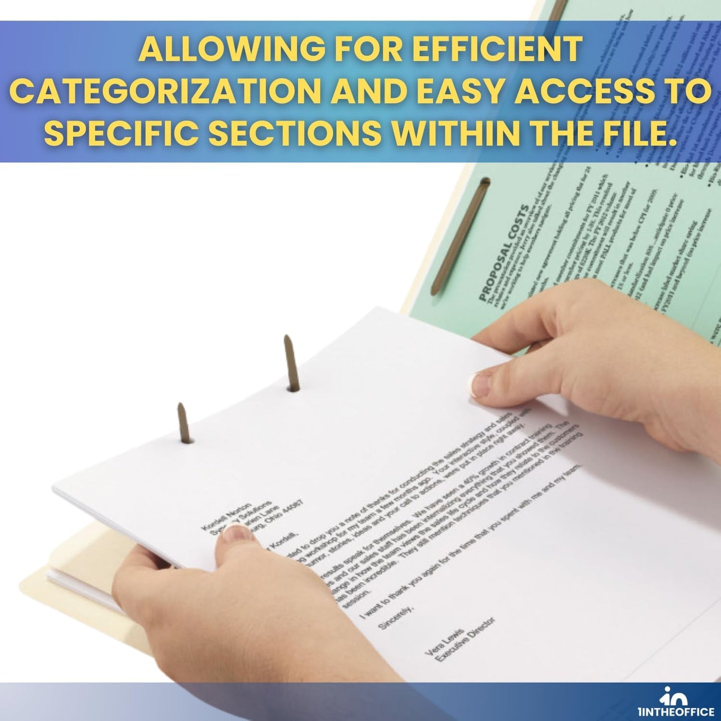 1InTheOffice Classification Folders, 2 Dividers, Letter Size, Manila, 6 Fasteners 15 Pack