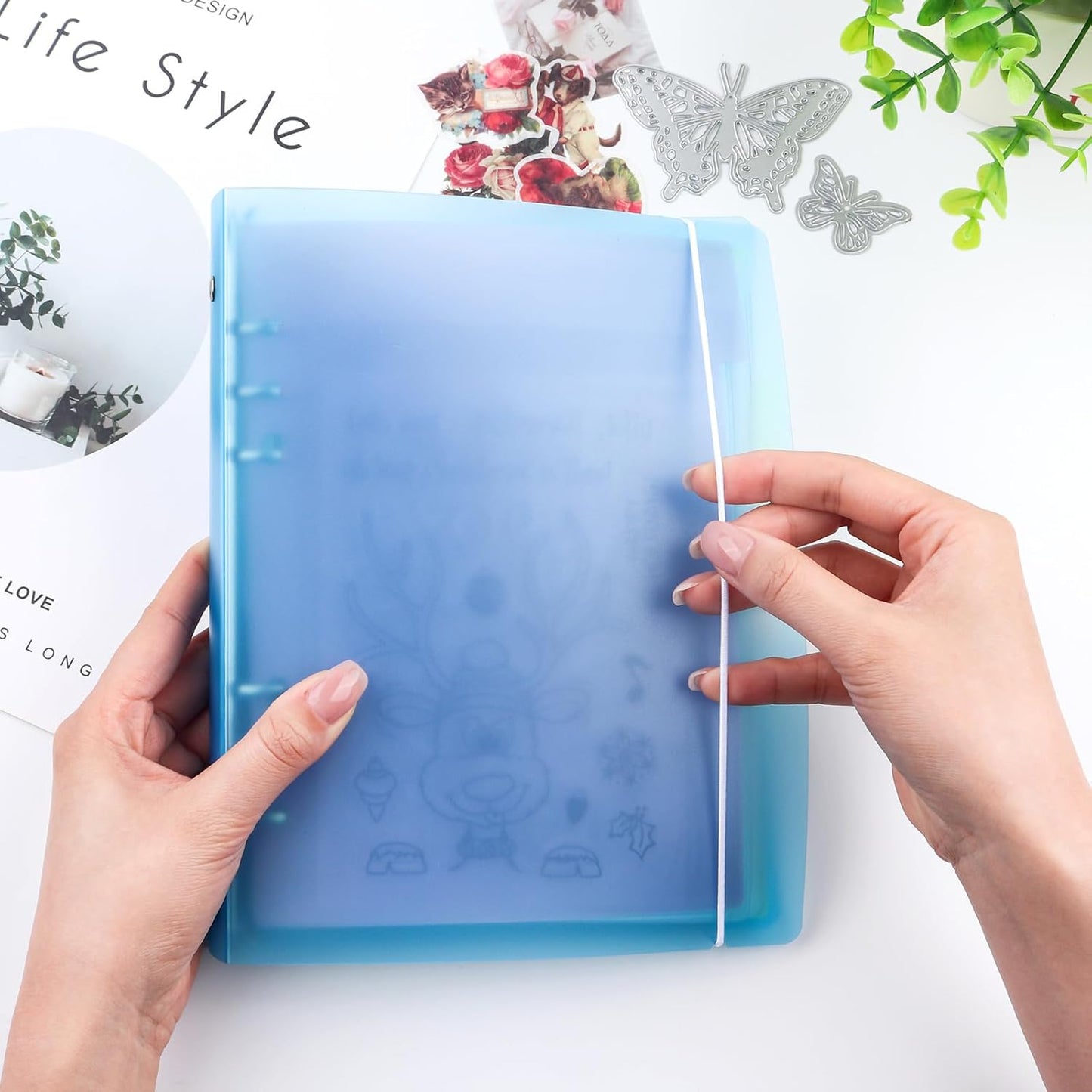 A4 4-Holes Round Ring View Binders Plastic Cover, Refillable Notebook Journal Binder File Folder, Loose Leaf Sheet Protector/DIY Scrapbooking/Binder Cover Protector (Purple)
