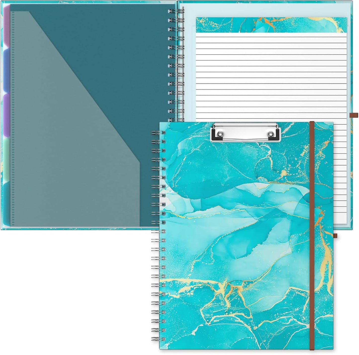 Hongri Clipboard Folio with Refillable Lined Notepad, 8.5 x 11 Folders with Storage 10 Pockets, Spiral Portfolio, Size 12.8X 9.7 in, Office & School Supplies, Skeleton