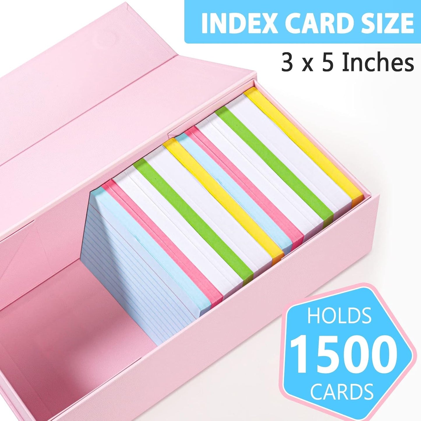 Harhana 3x5 Index Card Holder Card File Box Organizer, Hold 1200 3x5-Inch Flash Cards 1 Pack Black