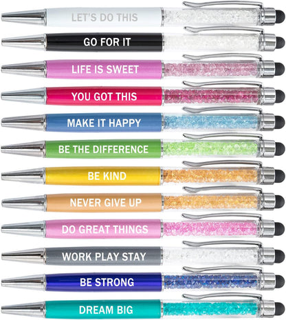 PASISIBICK 3.86 in Blue Ink Refills for Ballpoint Pen with Stylus Tip, Soft Touch Click Pen, 2 in 1 Metal Pens, Medium Point(Pack of 40)