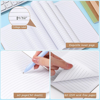 Harloon A5 Composition Notebook Journals 8 x 5.75 in College Ruled Kraft Notebooks with Rainbow Spines Small Lined Composition Book for Office Home(Bright Color,24 Pcs)
