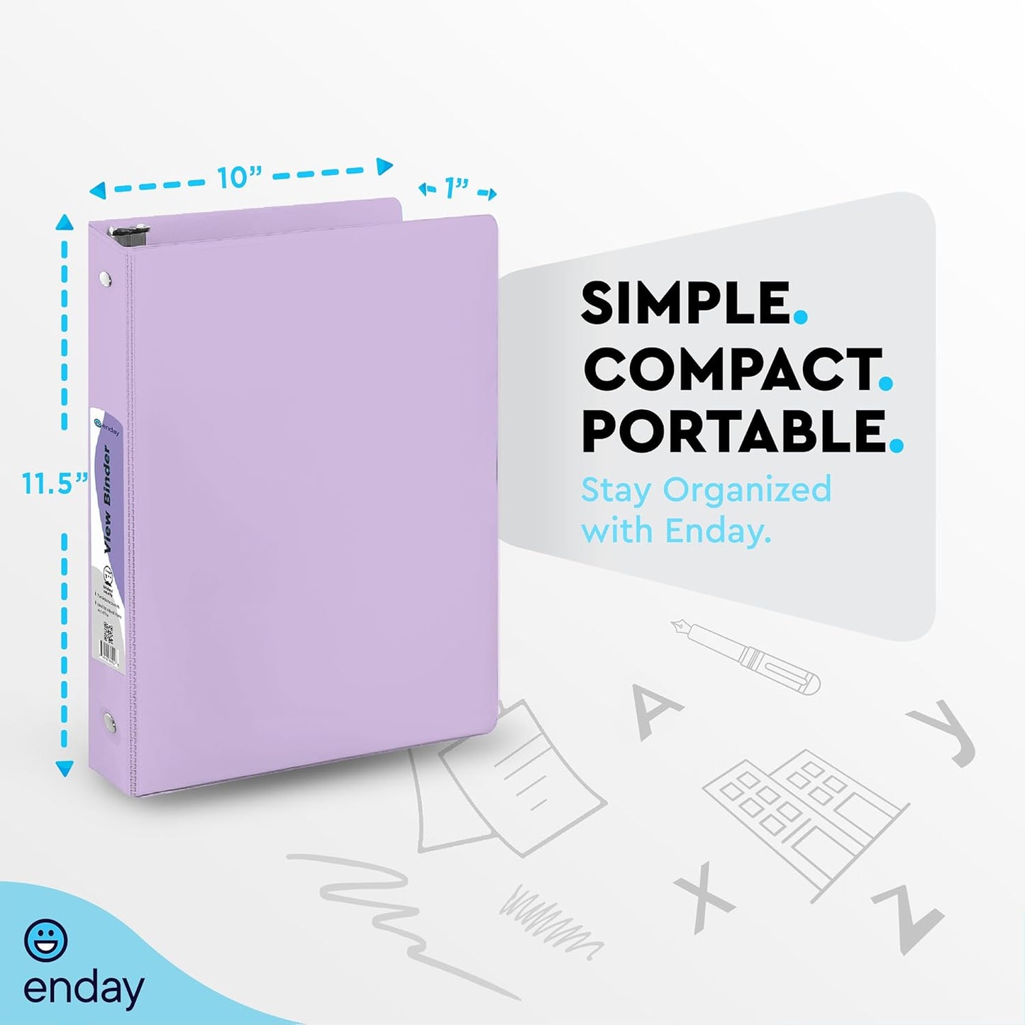 Enday 1.5 Inch Binder, Green - 1.5 Inch 3 Ring Binder, Round Ring Pastel with Clear View Cover for Letter Size 8.5 x 11'' Paper & 2 Inside Pockets, Ideal for School Supplies, Office, and Home