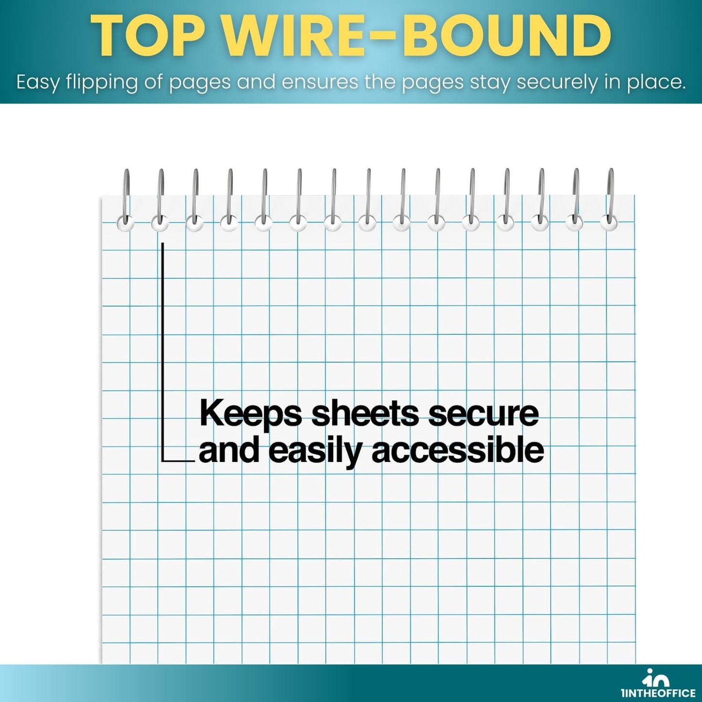 1InTheOffice Graph Ruled Notepad 6x9, Spiral Steno Pads, Top Bound, Quad Ruled, 80 Sheets/Pad, (6 Pack)