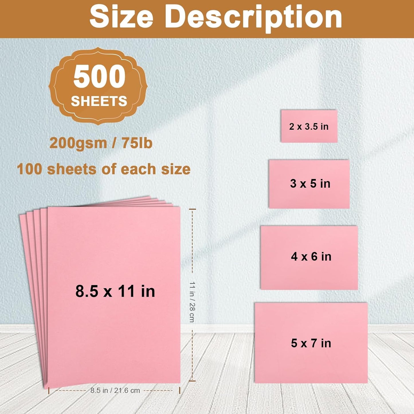 Silunkia 100 Sheets White Cardstock 5 Assorted Sizes Craft Paper, 200gsm/75lb White Card Stock Certificates Paper for DIY Cards Making, Business Cards, Wedding Invitations, School Crafting, Menus